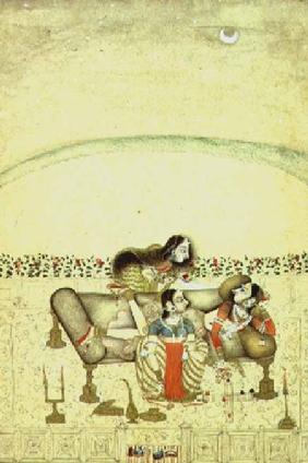 A princess plays 'Chaupada' with her maids 1750