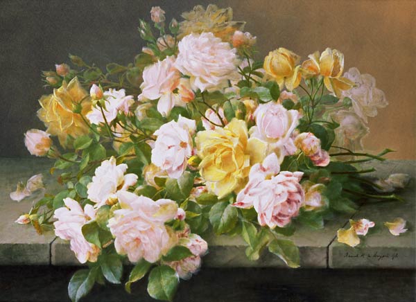 Pink and Yellow Roses von Raoul M. de Longpre
