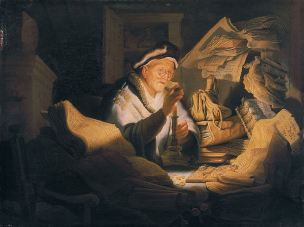 Das Gleichnis vom Reichen (Der Geldwechsler) von Rembrandt van Rijn