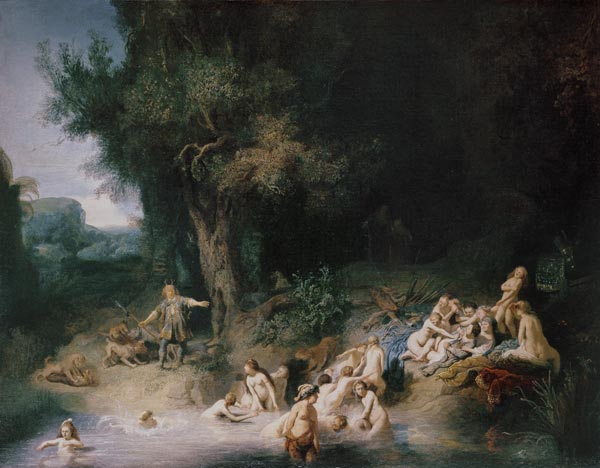 Diana im Bade mit Aktaeon und Kallisto. von Rembrandt van Rijn