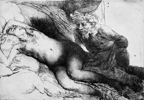 Antiope und Jupiter von Rembrandt van Rijn