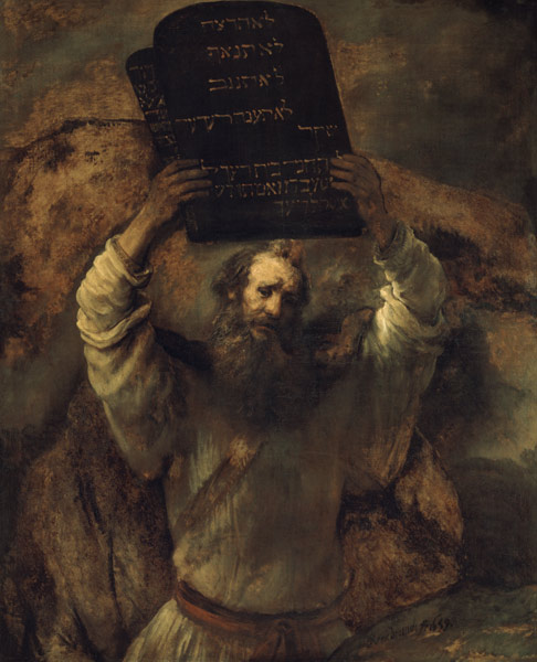 Moses zerschmettert die Gesetzestafeln von Rembrandt van Rijn