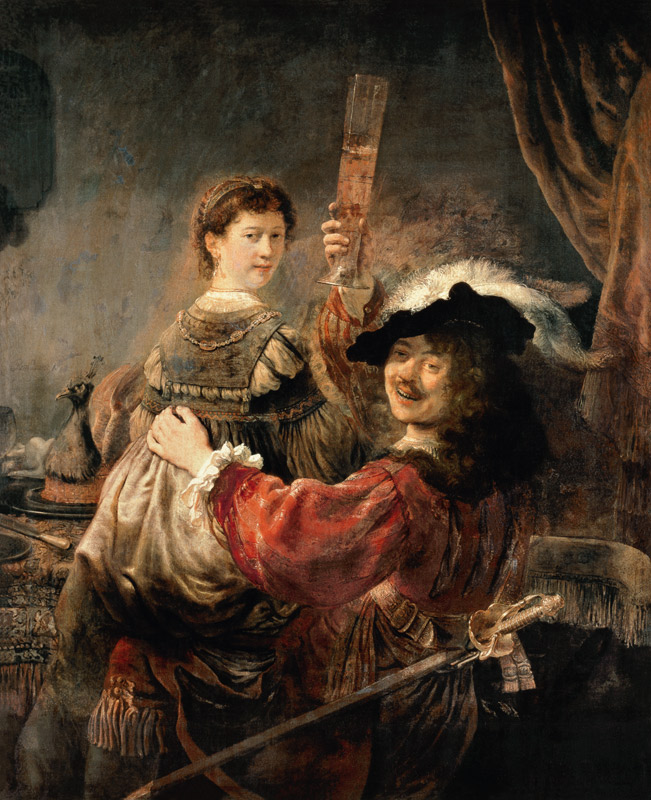Selbstbildnis des Künstlers mit seiner jungen Frau Saskia von Rembrandt van Rijn