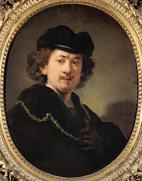 Selbstbildnis mit Barett und goldener Kette, von Rembrandt van Rijn