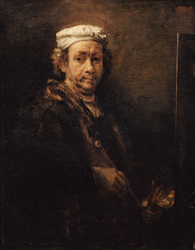 Rembrandt, Selbstbildnis vor Staffelei von Rembrandt van Rijn