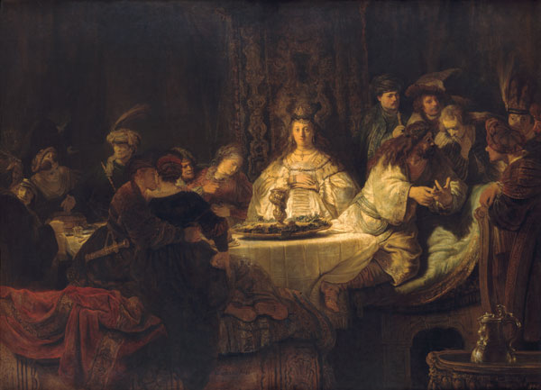 Simson, an der Hochzeitstafel von Rembrandt van Rijn