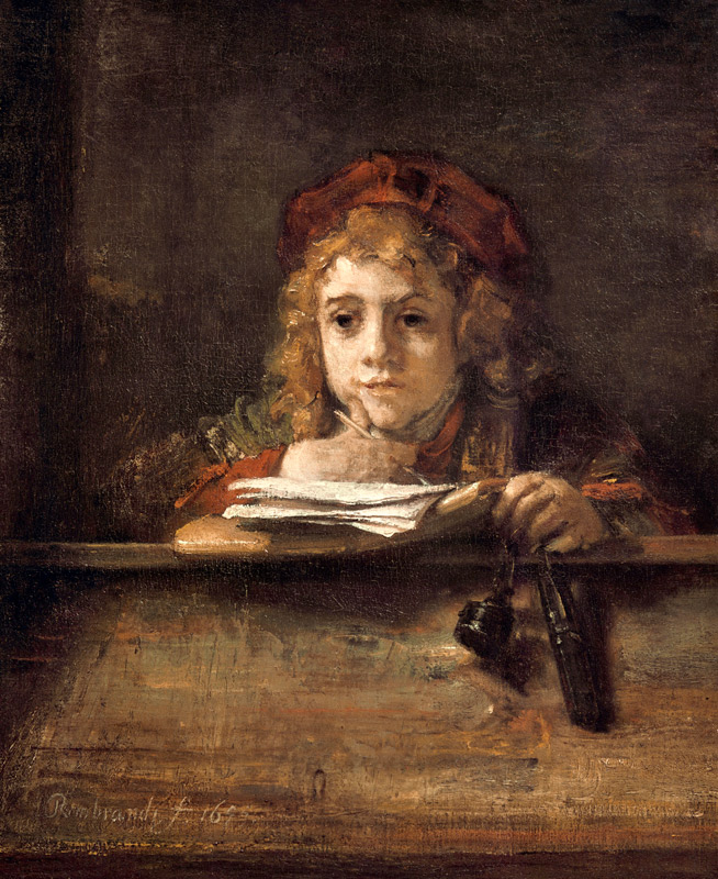 Titus an seinem Tisch von Rembrandt van Rijn