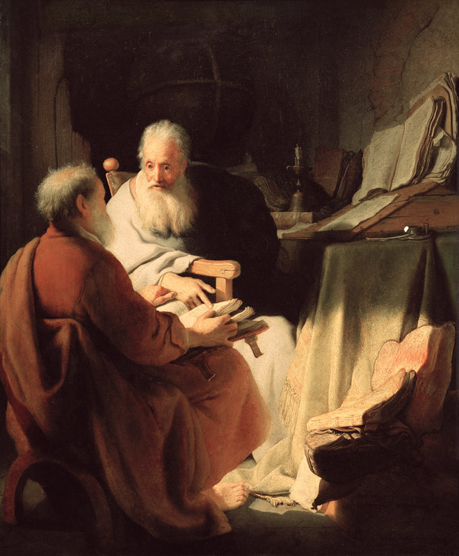 Zwei alte Männer im Gespräch von Rembrandt van Rijn
