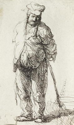 Beggar leaning on a Stick (pen & ink on paper) von Rembrandt van Rijn
