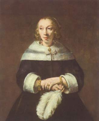 Bildnis einer Dame mit Straußenfeder von Rembrandt van Rijn