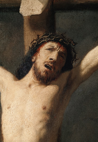 Christ on the Cross, detail of the head von Rembrandt van Rijn