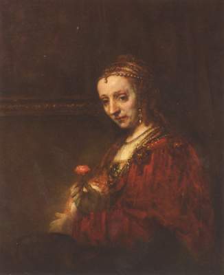 Frau mit Nelke von Rembrandt van Rijn
