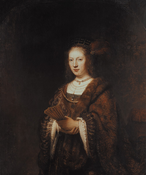 Lady with a fan von Rembrandt van Rijn