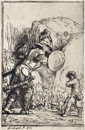 David und Goliath. Illustration zum Buch Piedra gloriosa von Menasse ben Israel 1655