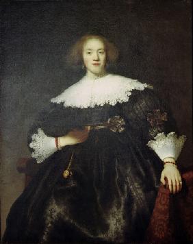 Rembrandt, Porträt einer Frau mit Fächer