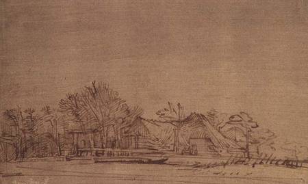 Winter Landscape with Cottages among Trees von Rembrandt van Rijn