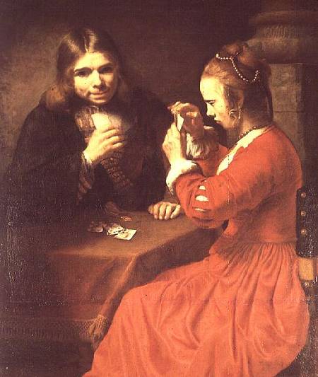 A Young Man and a Girl Playing Cards von Rembrandt van Rijn