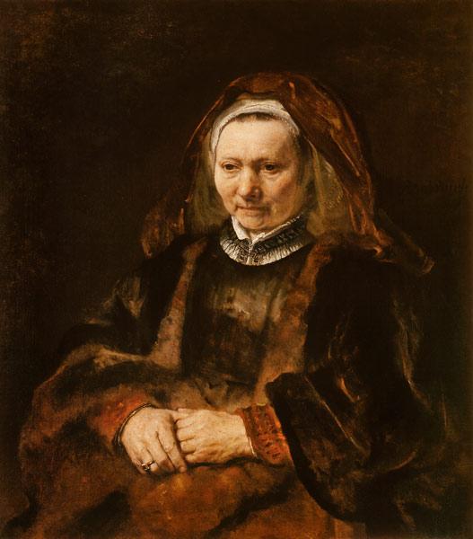 Bildnis einer alten Frau mit zusammengelegten Händen um 1650