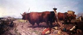 Ploughing in Spain, Noonday Rest with Seville Beyond 1857