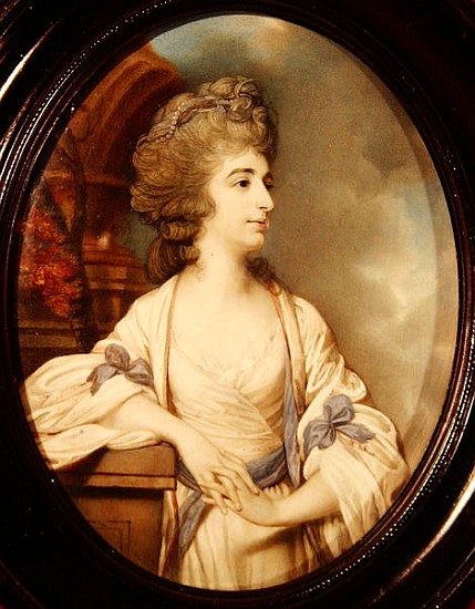 Portrait of Sarah Siddons (1755-1831) 1783 (watercolour on ivory) von Richard Crosse