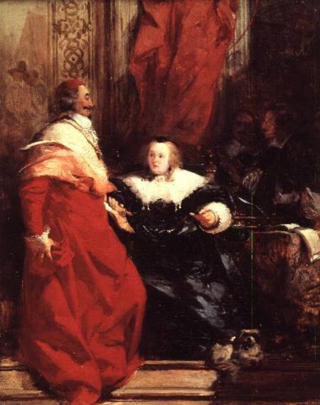 Anne of Austria (1601-66) with Cardinal Mazarin (1602-61) von Richard Parkes Bonington