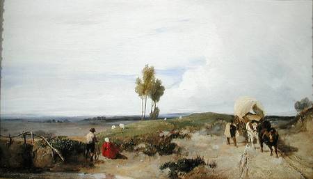 A Ford on the Road from Boulogne to Paris, looking towards St. Omer von Richard Parkes Bonington