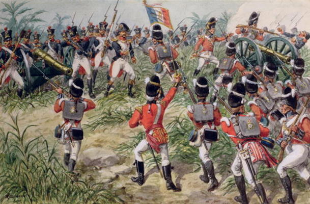 The Charge of the 7th Foot Royal Fusiliers, Martinique, 1st February, 1809 von Richard Simkin