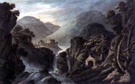 Classical landscape with cascade von Robert Adam