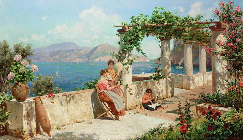 Figures on a Terrace in Capri von Robert Alott