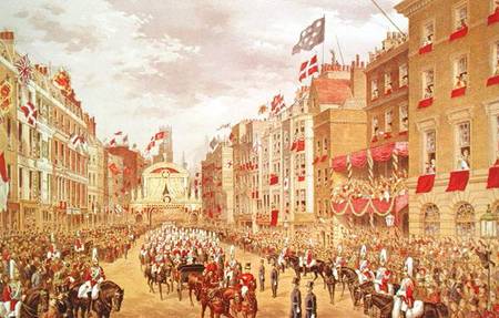 Wedding Procession of Edward, Prince of Wales and Princess Alexandra Driving through the City at Tem von Robert Dudley