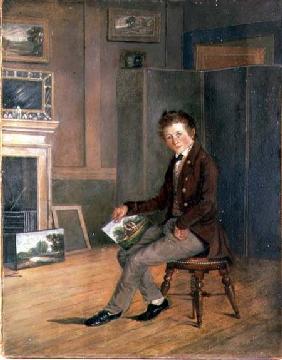 Portrait of Joseph Stannard (1797-1830) as a Youth (oil on paper on canvas)