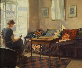 Eine Frau liest am Fenster 1933