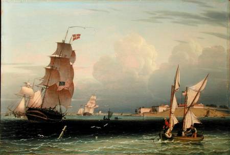 Ship Going Out, Fort Independence, Boston Harbour von Robert Salmon