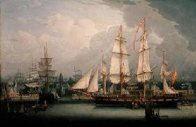 Four-Masted Clipper Ship in Liverpool Harbour c.1810