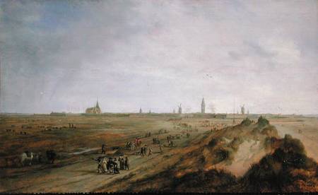 Landscape with a view of Ostend von Robert van den Hoecke