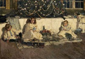 Kinder unter dem Weihnachtsbaum 1905