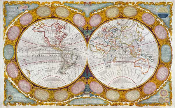 A New and Correct Map of the World, 1770-97 von Robert Wilkinson