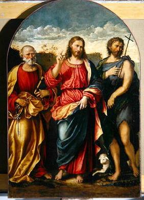 Christ with St. John the Baptist and St. Peter (oil on canvas) 19th