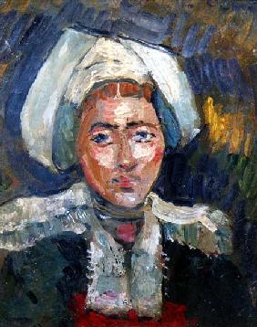 Head of a Breton Woman (oil on panel) 