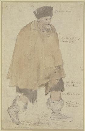 Ein Bettler in braunem Mantel