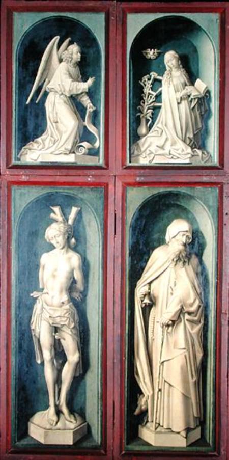 The Annunciation, St. Sebastian and St. Anthony the Great, panels from the reverse of the Last Judge von Rogier van der Weyden