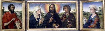 The Braque Family Triptych: (LtoR) St. John the Baptist, Christ the Redeemer between the Virgin and von Rogier van der Weyden