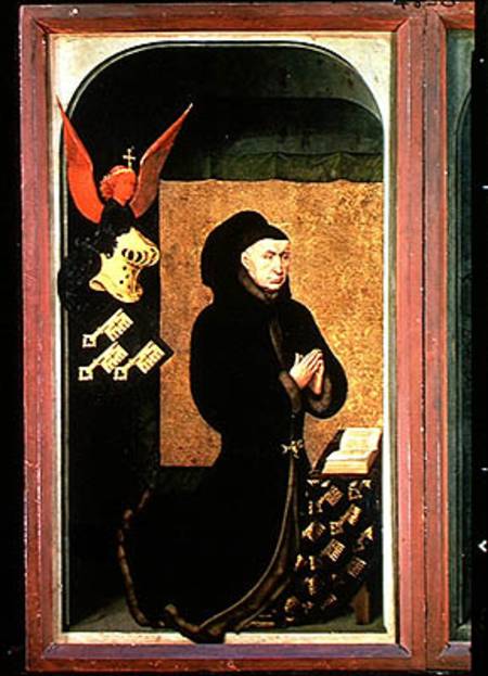 The Donor, Chancellor Nicholas Rolin, Kneeling in Prayer, from the reverse of the Last Judgement pol von Rogier van der Weyden