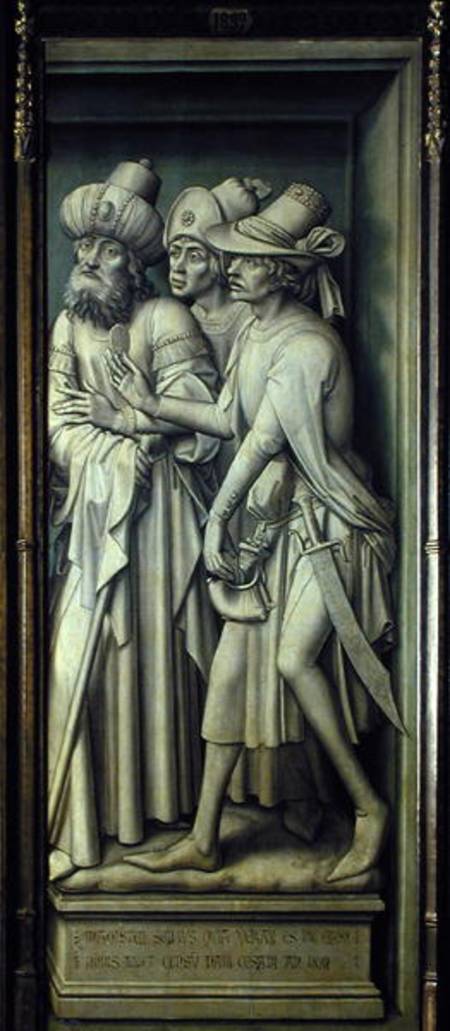 Three Pharisees with Caesar's Coin, from the Redemption Triptych von Rogier van der Weyden