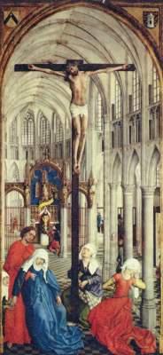 Die Sieben Sakramente, Mittelteil - Kreuzigung in einer Kirche 1445