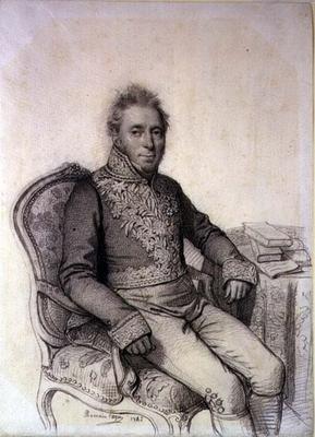Portrait of an Officer of the Legion d'Honneur, 1842 (pencil on paper) von Romain Cazes