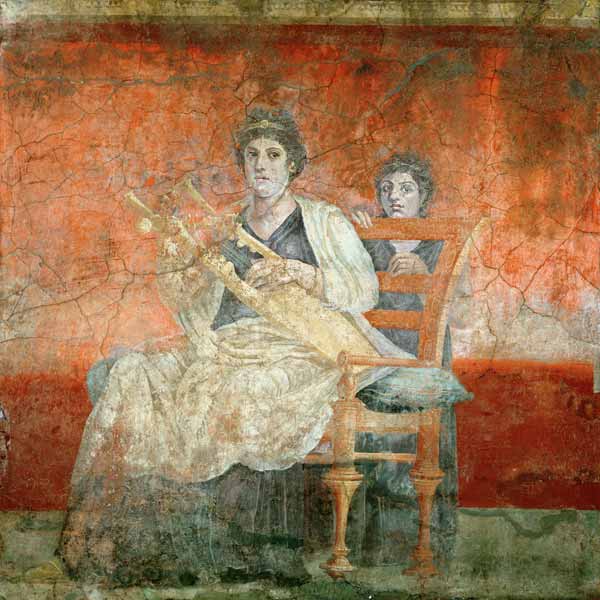 Noblewoman playing a Cithera, from the Boscoreale Villa, Pompeii von Roman