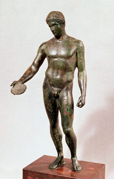 Statue of an ephebe making a libation von Roman