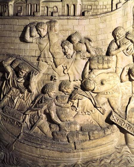 Loading a ship, detail from a cast of Trajan's column von Roman