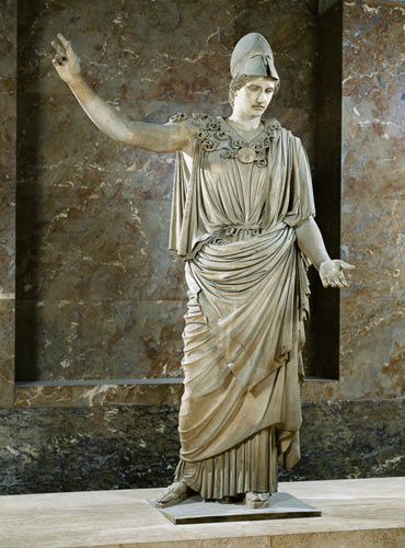 Pallas de Velletri, statue of helmeted Athena, Roman copy of a greek original attributed to Alkamene von Roman